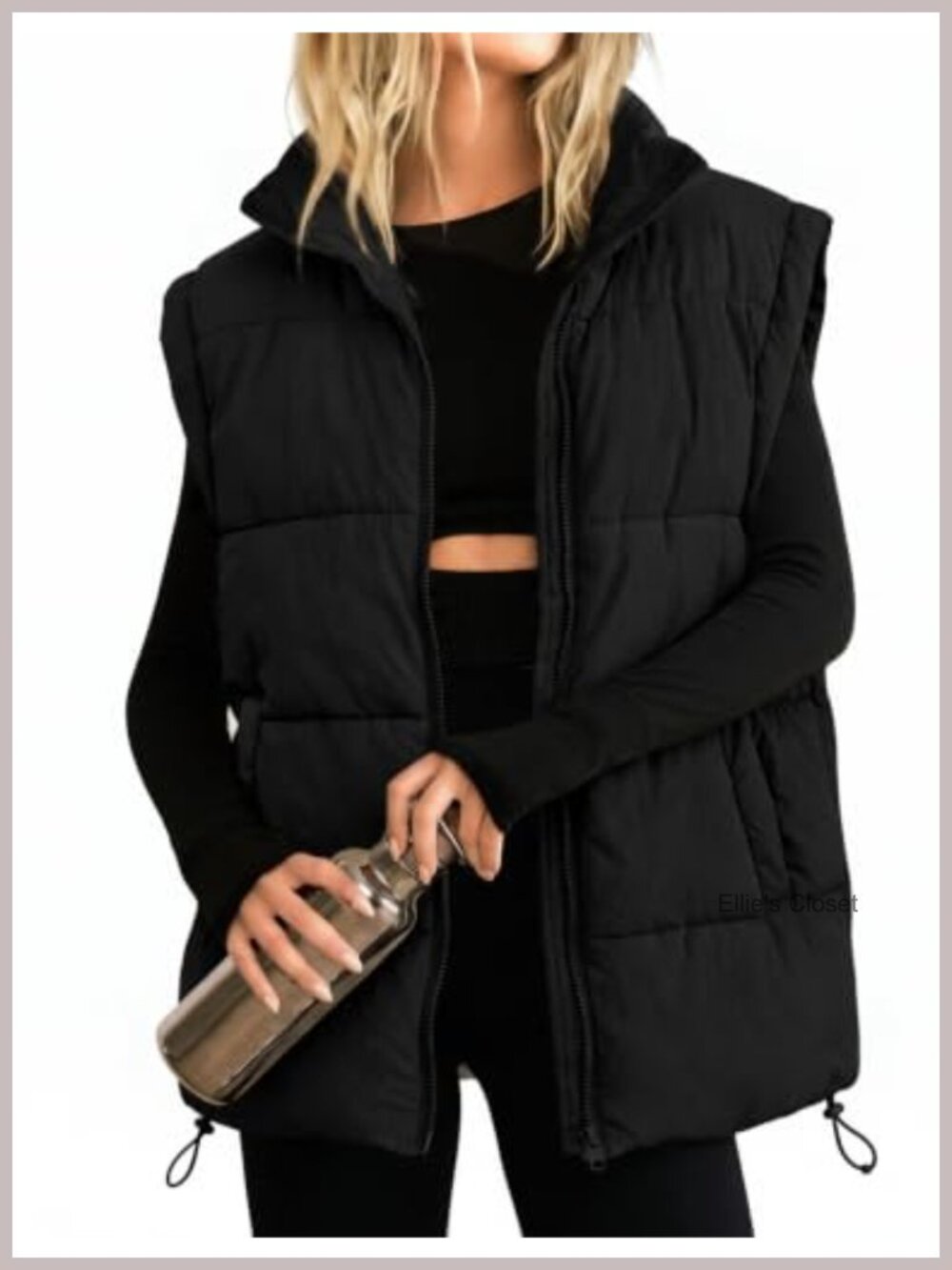 Women's Zip Up Puffer Vest Stand Collar Sleeveless Padded Quilted Jacket
